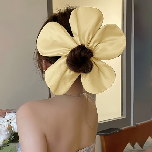 Elegant Oversized Floral Scrunchies, Satin Hair Ties, Accessory For Women, Large Flower Hair Bands In Assorted Colors
