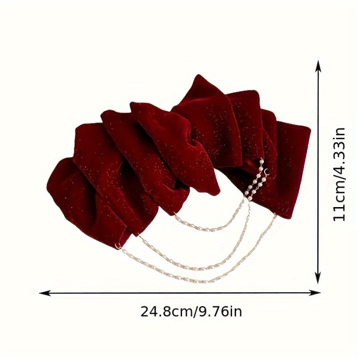 Chain Tassel Bow Hair Clip, Autumn And Winter Hair Accessories, Outdoor Headwear For Girls