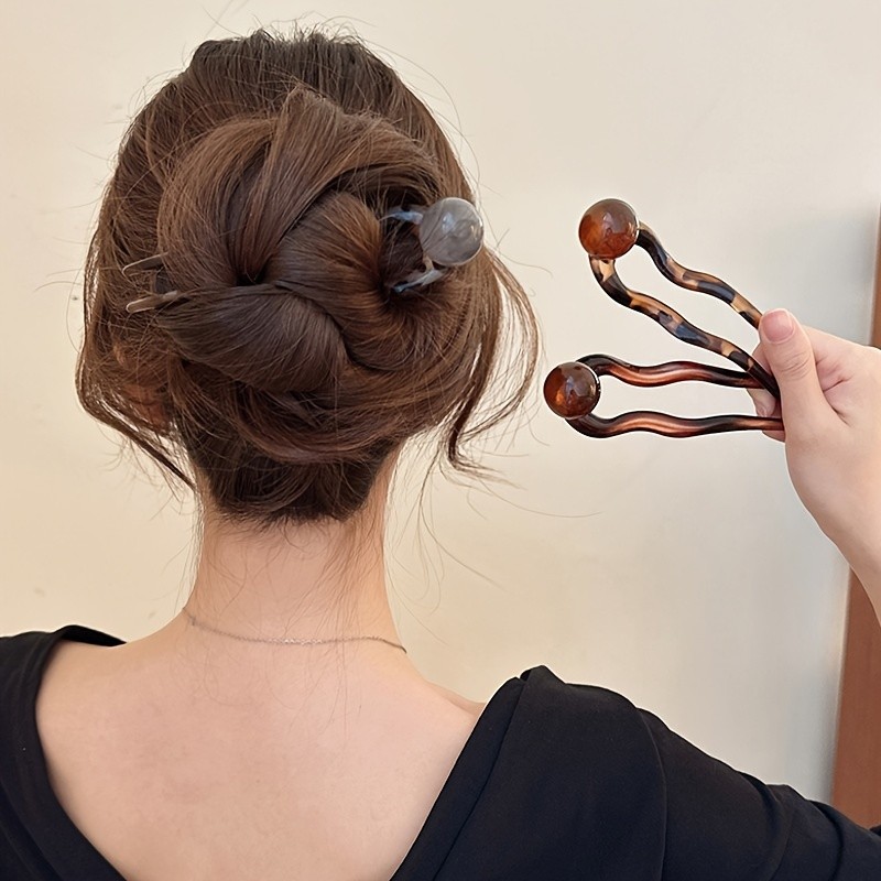 4pcs Set Elegant French Twist Hair Clips - U-Shaped Wave Design, Simple & Versatile Hair Accessories for Women and Girls