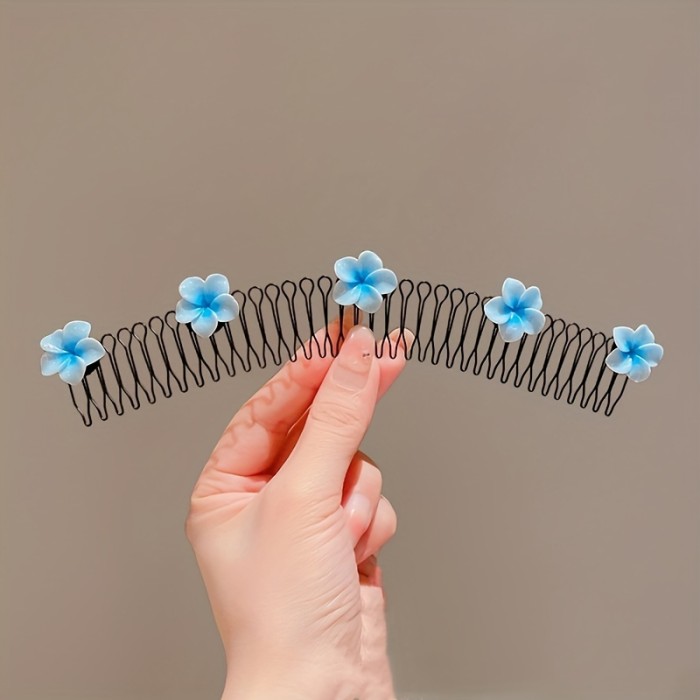 1pc Sweet Camellia Hair Comb, Alloy Alloy, Cute & Sweet Style, Single Bar, Floral Print, Hair Sorting Accessory for Back of Head