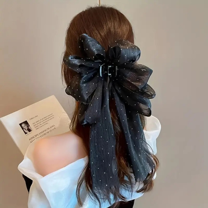 Enchanting Fairy Princess Hair Clip - Dazzling Super Bow & Ribbon Claw Clip, Stylish Accessories for Girls - Perfect Gift for Special Occasions!