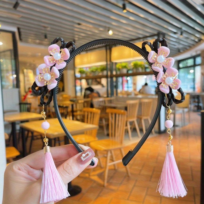 1pc Exquisite Chinese Style Headband - Traditional Flower & Tassel Design, Hair Hoop, Happy New Year Headwear, Outdoor Party Photo Props, Stylish Hair Accessories for Women, Perfect for Festive Occasions and Casual Wear