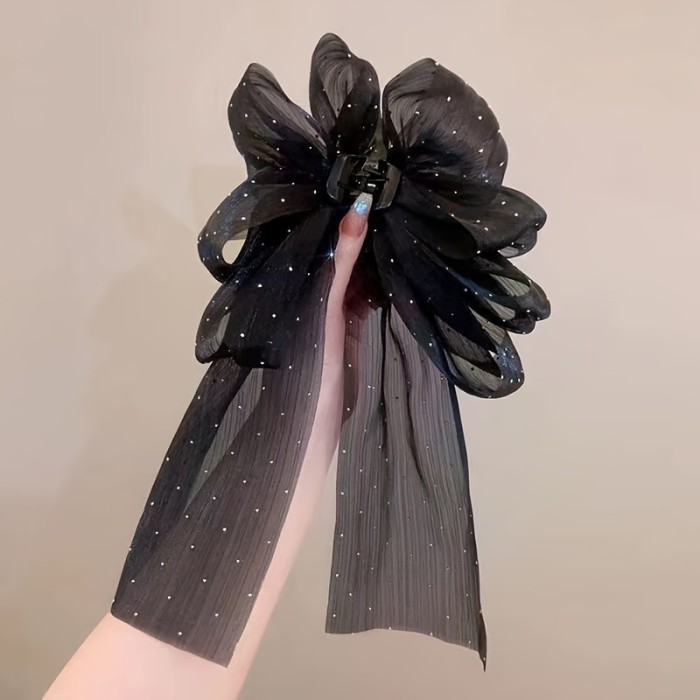 Enchanting Fairy Princess Hair Clip - Dazzling Super Bow & Ribbon Claw Clip, Stylish Accessories for Girls - Perfect Gift for Special Occasions!