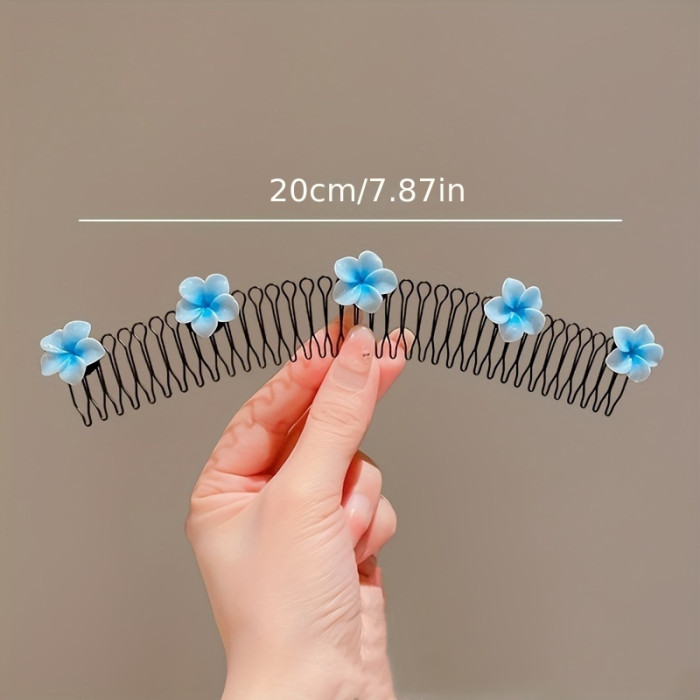 1pc Sweet Camellia Hair Comb, Alloy Alloy, Cute & Sweet Style, Single Bar, Floral Print, Hair Sorting Accessory for Back of Head