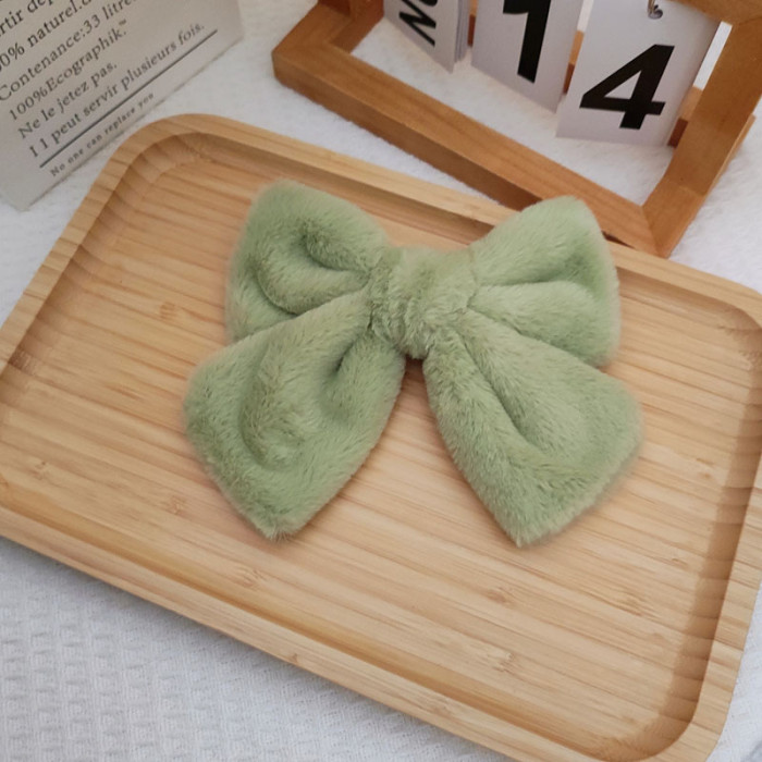 Beautiful Bow Hair Clip, Sweet Women Solid Color Plush Large Bowknot Hairpin Clip Headwear Accessories For   Women