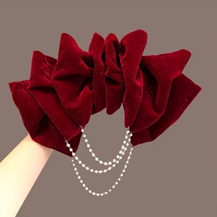 Chain Tassel Bow Hair Clip, Autumn And Winter Hair Accessories, Outdoor Headwear For Girls