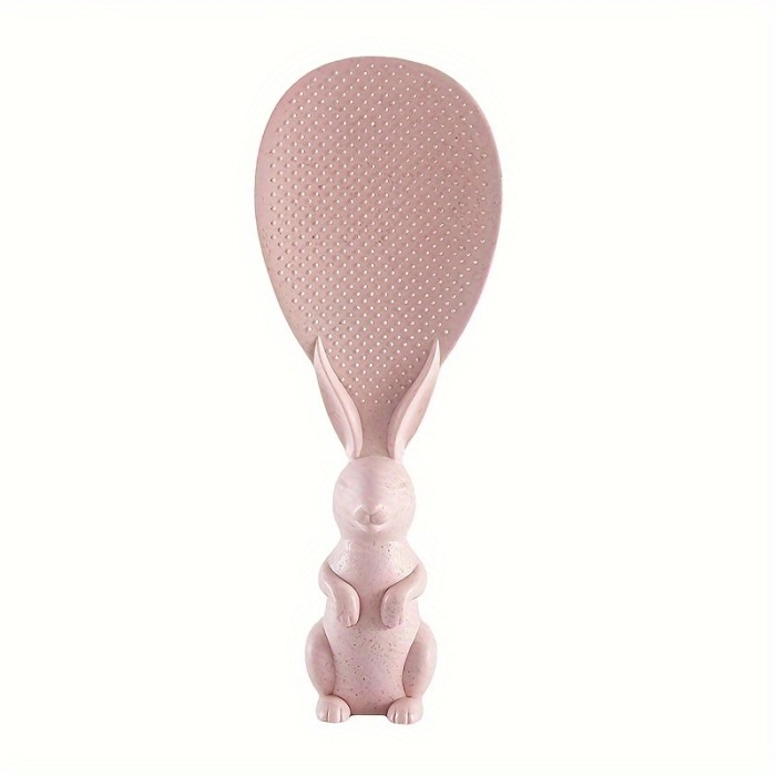 1pc Adorable 3D Rabbit Shaped Non-Stick Plastic Rice Spoon - High Temperature Resistant, Easy to Clean, Ergonomic Handle, Space-Saving Design, Ideal for Cooking, Serving, and Measuring Rice, Perfect for Kitchen and Household Use