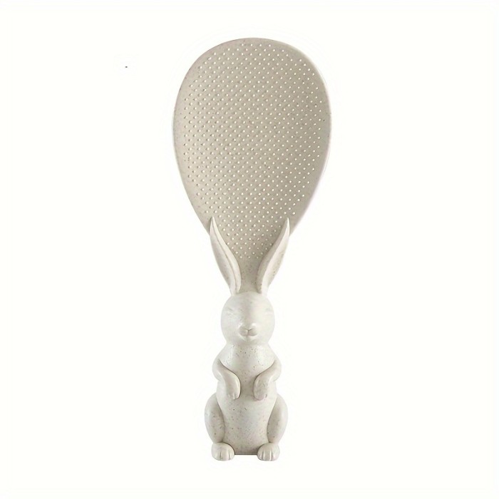 1pc Adorable 3D Rabbit Shaped Non-Stick Plastic Rice Spoon - High Temperature Resistant, Easy to Clean, Ergonomic Handle, Space-Saving Design, Ideal for Cooking, Serving, and Measuring Rice, Perfect for Kitchen and Household Use