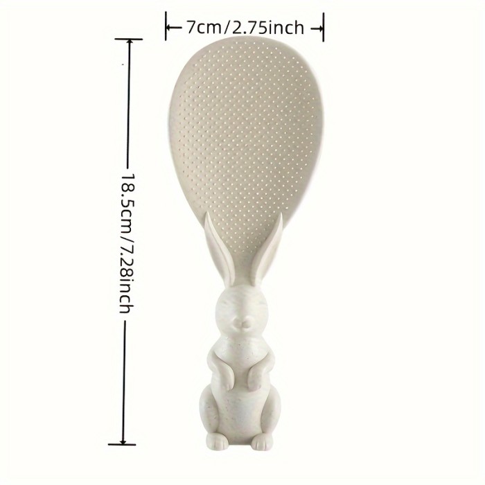 1pc Adorable 3D Rabbit Shaped Non-Stick Plastic Rice Spoon - High Temperature Resistant, Easy to Clean, Ergonomic Handle, Space-Saving Design, Ideal for Cooking, Serving, and Measuring Rice, Perfect for Kitchen and Household Use