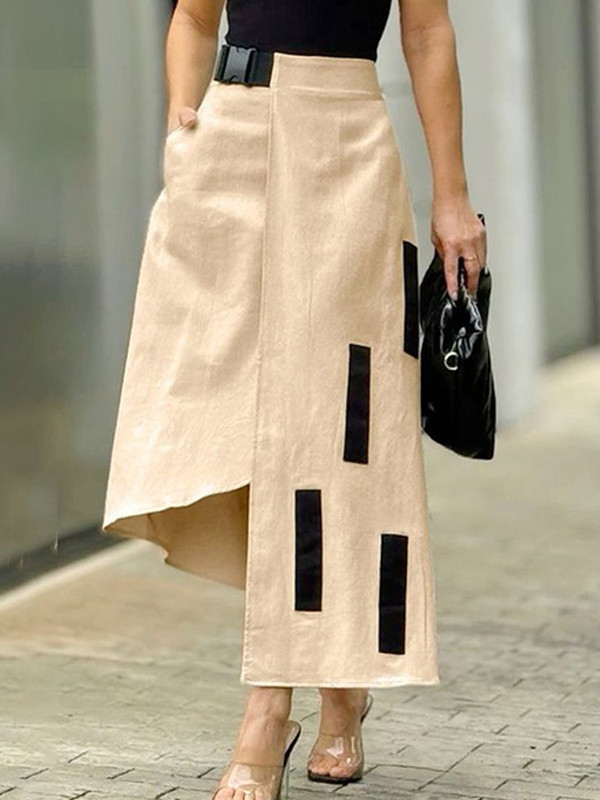 A-Line Loose Asymmetric Pockets Split-Joint Skirts Bottoms