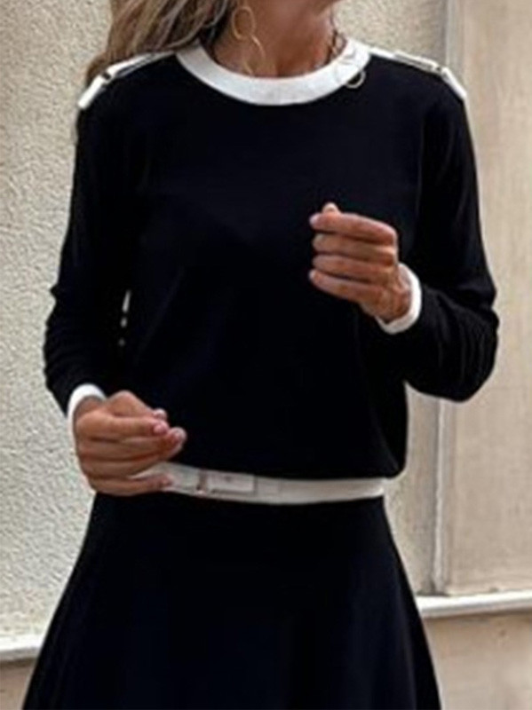 Fashion Irregular Solid Color Long Sleeve & Skirt Two-Piece Set