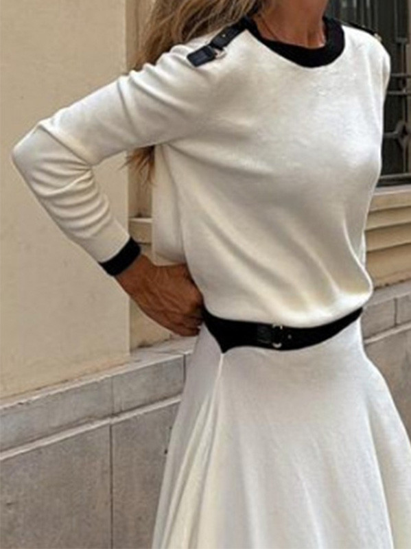 Fashion Irregular Solid Color Long Sleeve & Skirt Two-Piece Set