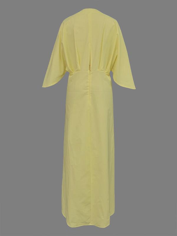 High-low Loose Solid Color V-neck Maxi Dresses