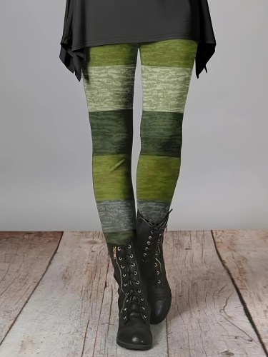 Color Block High Waist Leggings - Stretchy, Skinny, Casual, Comfortable, Daily Wear, Women's Clothing, Tights Leggings for Everyday Activities