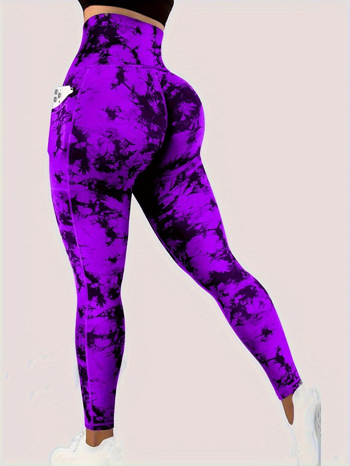 Tie Dye High Waist Yoga Leggings - Sculpting, Butt Lifting, Tummy Control, Moisture-Wicking, Four-Way Stretch Fitness Pants for Women - Wide Waistband, Comfortable, Sweat-Resistant, Perfect for Gym, Sports, Running, and Yoga Workout