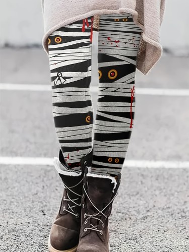 Halloween Print High Waist Leggings - Soft, Stretchy, Casual, Skinny, Daily Wear, Women's Clothing, Comfortable, Tights Leggings for Everyday Activities