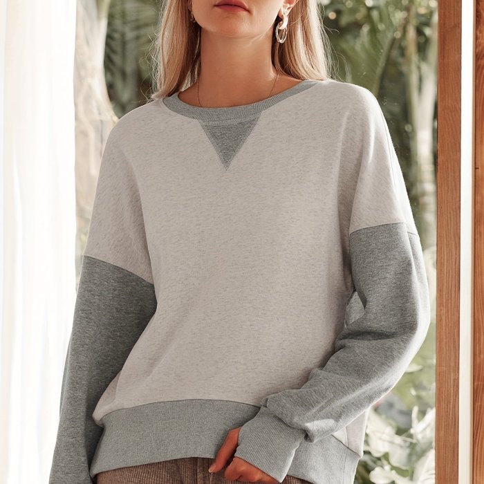 Women's Fashion Fall\u002Fwinter Long-sleeved Patchwork Pullover Halloween Sweatshirt