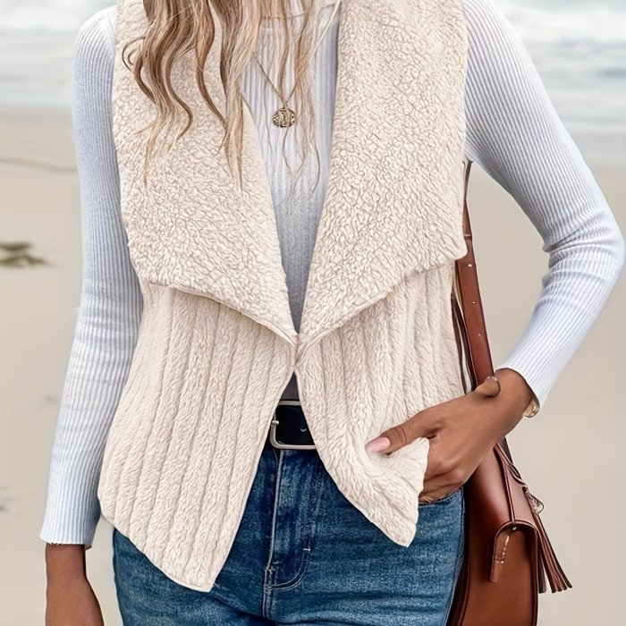 Elegant Women's Waterfall Collar Vest - Cozy, Durable Knit, Sleeveless Style for Fall\u002FWinter