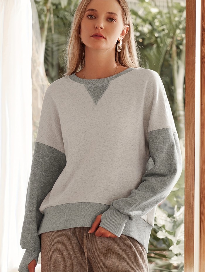 Women's Fashion Fall\u002Fwinter Long-sleeved Patchwork Pullover Halloween Sweatshirt