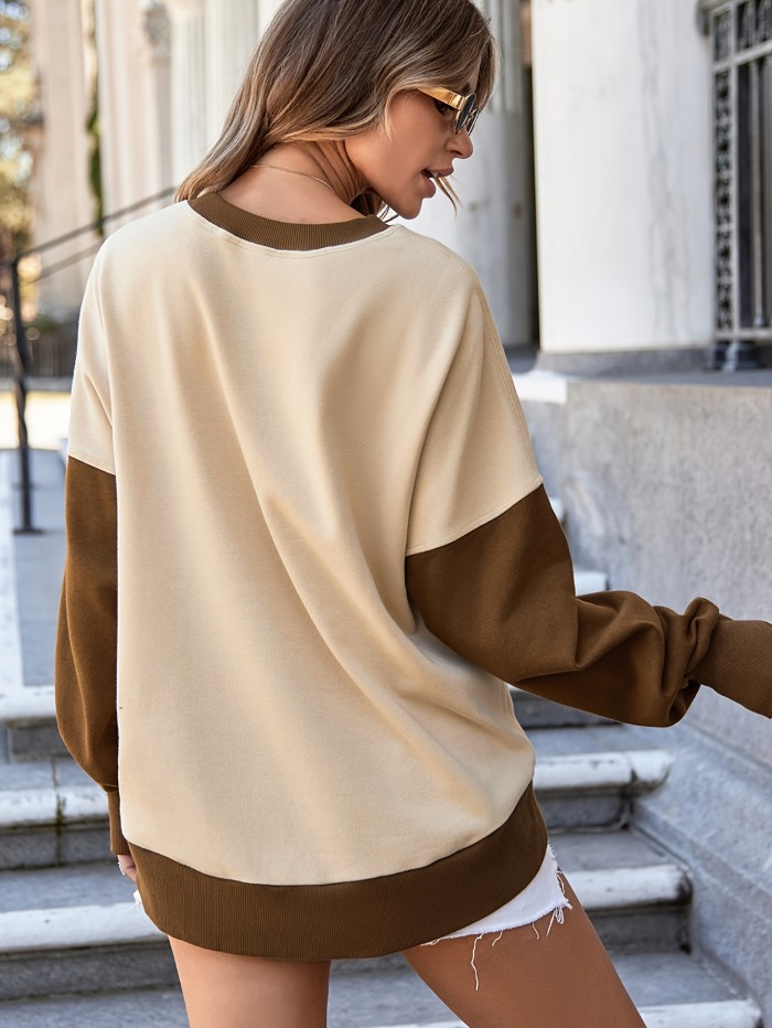 Women's Fashion Fall\u002Fwinter Long-sleeved Patchwork Pullover Halloween Sweatshirt