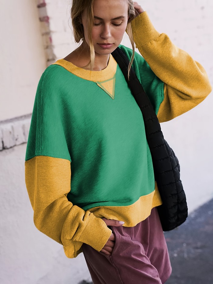 Women's Fashion Fall\u002Fwinter Long-sleeved Patchwork Pullover Halloween Sweatshirt