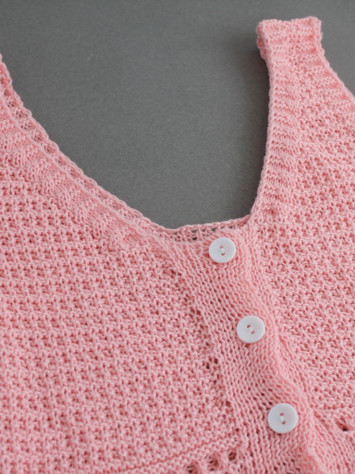 Vibrant Eyelet Embroidered Crop Sweater Vest for Women - Casual V-Neck Fall and Winter Clothing - Soft, Lightweight, and Cozy Knitwear for Everyday Wear