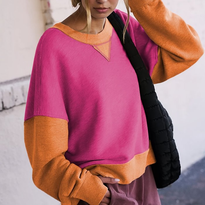 Women's Fashion Fall\u002Fwinter Long-sleeved Patchwork Pullover Halloween Sweatshirt