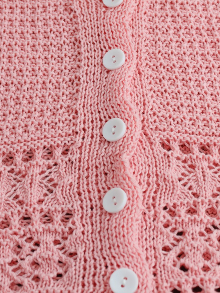 Vibrant Eyelet Embroidered Crop Sweater Vest for Women - Casual V-Neck Fall and Winter Clothing - Soft, Lightweight, and Cozy Knitwear for Everyday Wear