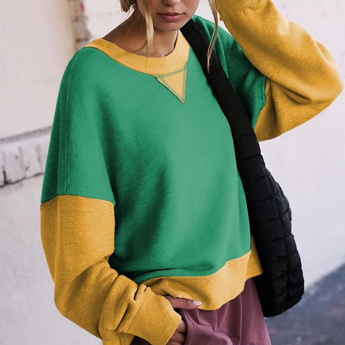 Women's Fashion Fall\u002Fwinter Long-sleeved Patchwork Pullover Halloween Sweatshirt