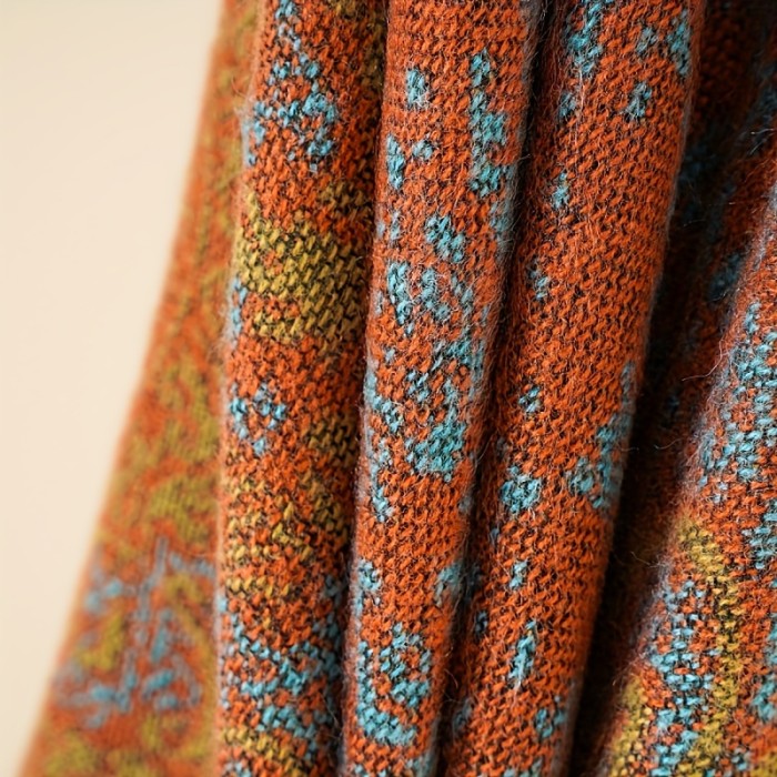 Oversized Boho Multicolor Sunscreen Shawl Wrap - Windproof & Coldproof Women's Cardigan for Air Conditioned Room, Casual Warm Blanket Shawl