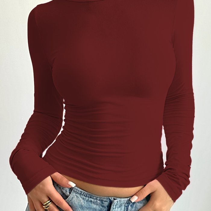Womens Comfortable Long Sleeve T-Shirt - Versatile Crew Neck, Soft for Spring & Fall Wear