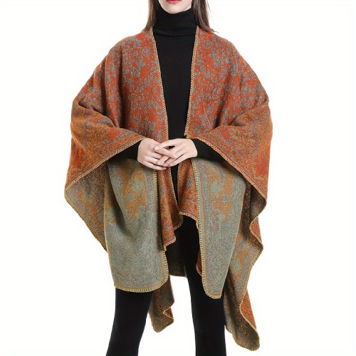 Oversized Boho Multicolor Sunscreen Shawl Wrap - Windproof & Coldproof Women's Cardigan for Air Conditioned Room, Casual Warm Blanket Shawl