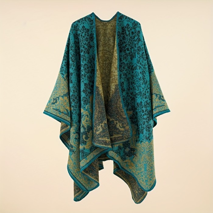 Oversized Boho Multicolor Sunscreen Shawl Wrap - Windproof & Coldproof Women's Cardigan for Air Conditioned Room, Casual Warm Blanket Shawl