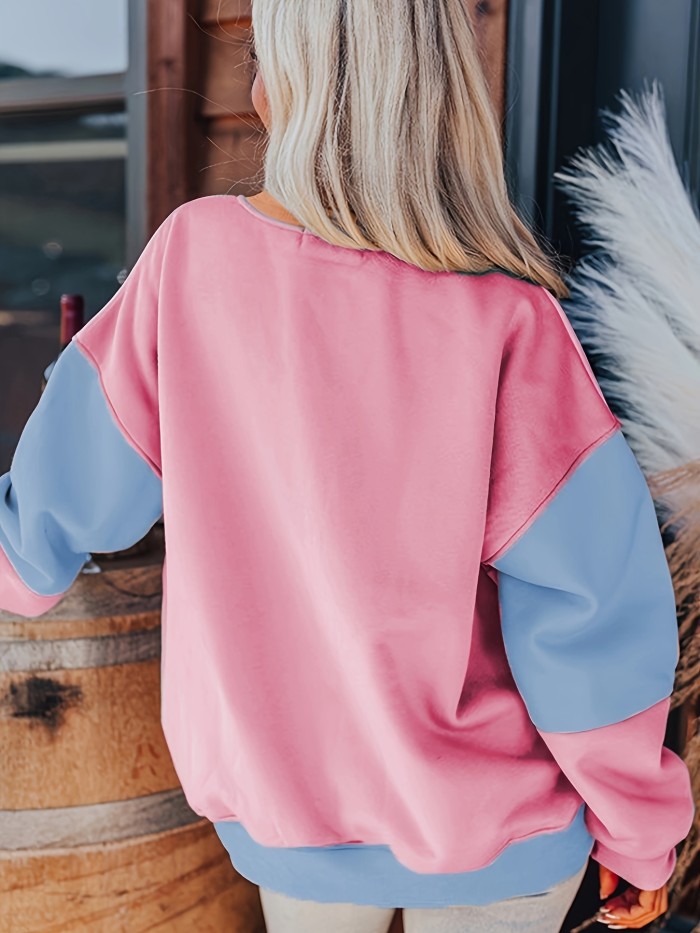 Colorblock Patchwork Drop Shoulder Sweatshirt