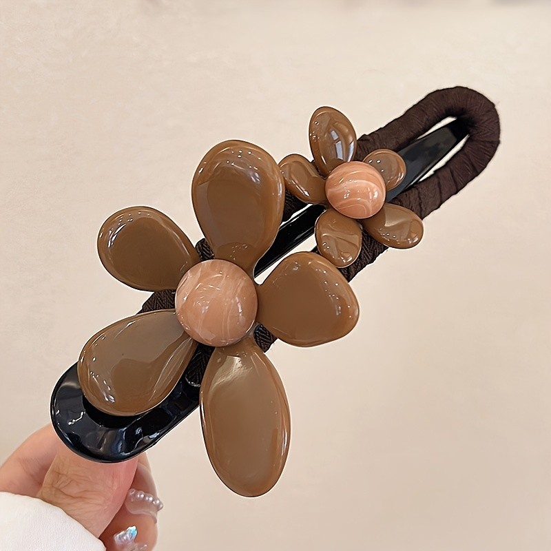 Vintage Elegant Acrylic Flower Hair Clips - 1\u002F3 Piece Set, Aged 14+, Floral Duckbill Grip Clip for Updo, Shark Clip Hair Accessories for Valentine's Day