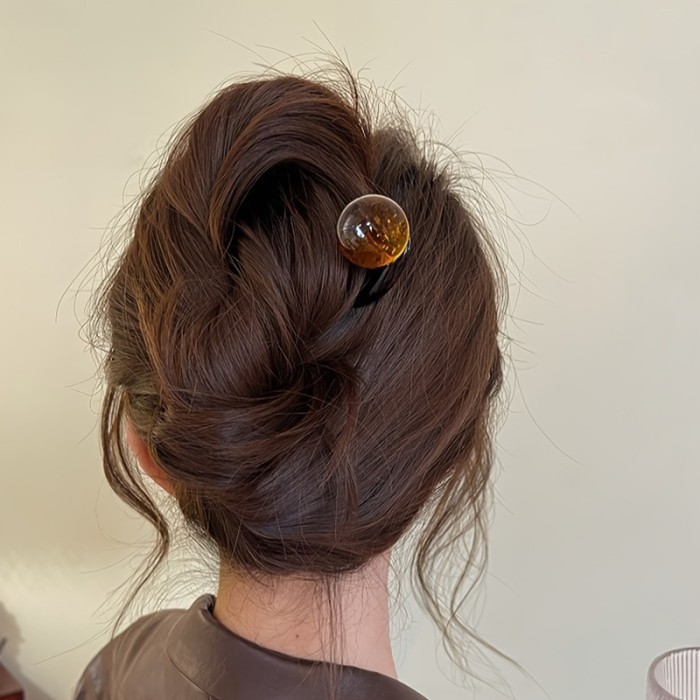 4pcs Set Vintage U-Shaped Hairpins with Coconut Jelly Beads - Elegant Updo Accessories for Women, Perfect for Valentine's Day