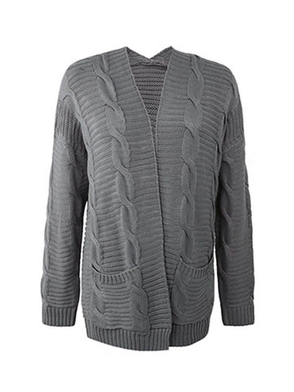 10 Colors Vintage Loose Jacquard Solid Color Cardigan