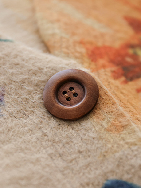 Vintage Long Sleeves Loose Buttoned Floral Printed Contrast Color V-Neck Cardigan Tops