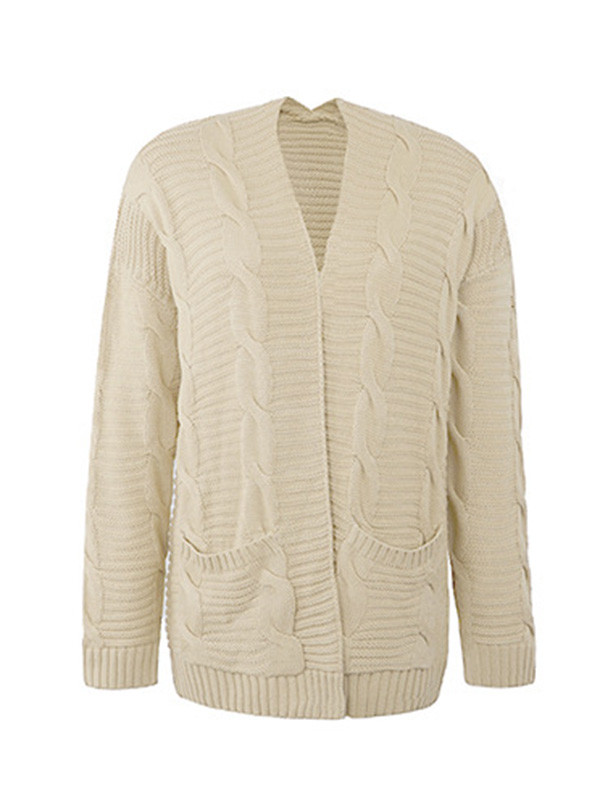 10 Colors Vintage Loose Jacquard Solid Color Cardigan