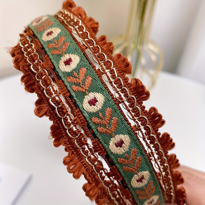 Bohemian Embroidered Headbands, Wide Hair Hoops, Vintage Style Elegant Hair Accessories, Versatile Women's Hairbands for Outgoing