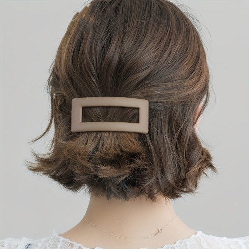 1pc Simple yet Chic Matte Finish Rectangle Hollow One Word Clip Oval Snap Hair Clip - Hair Accessories for Women - Stylish Female Headdress with Spring Back Design