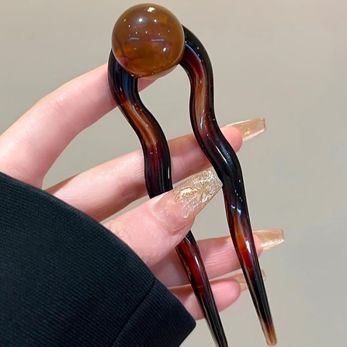 4pcs Set Vintage U-Shaped Hairpins with Coconut Jelly Beads - Elegant Updo Accessories for Women, Perfect for Valentine's Day