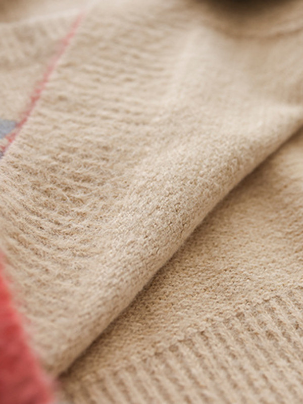 Vintage Long Sleeves Loose Buttoned Floral Printed Contrast Color V-Neck Cardigan Tops