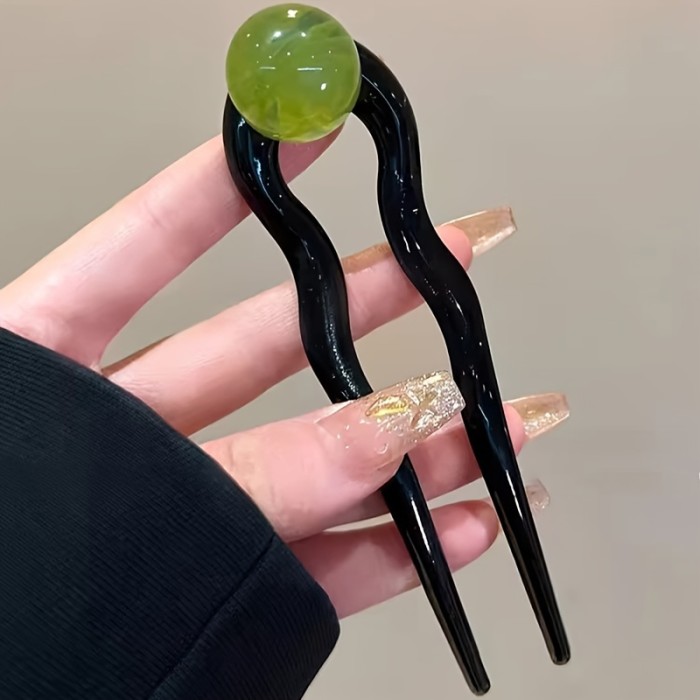 4pcs Set Vintage U-Shaped Hairpins with Coconut Jelly Beads - Elegant Updo Accessories for Women, Perfect for Valentine's Day