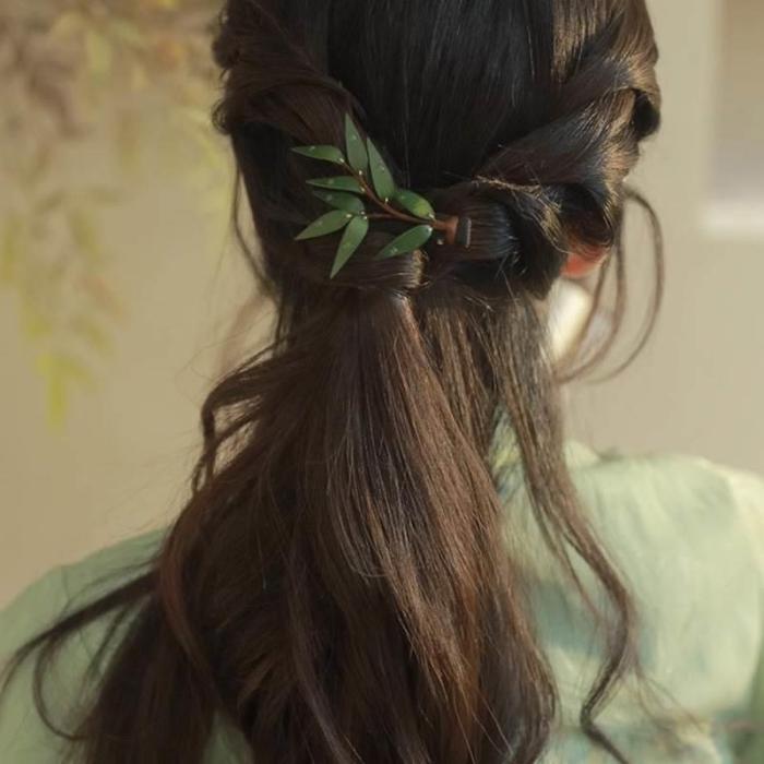Bamboo Leaf Hairpin Side Clip Headwear High-end Grip Clip For Women