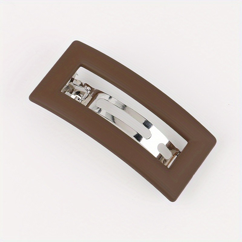 1pc Simple yet Chic Matte Finish Rectangle Hollow One Word Clip Oval Snap Hair Clip - Hair Accessories for Women - Stylish Female Headdress with Spring Back Design