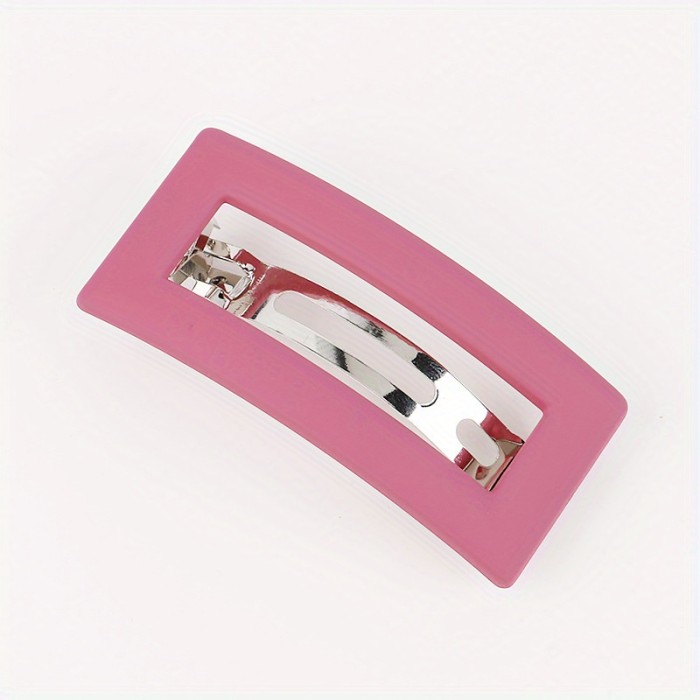 1pc Simple yet Chic Matte Finish Rectangle Hollow One Word Clip Oval Snap Hair Clip - Hair Accessories for Women - Stylish Female Headdress with Spring Back Design