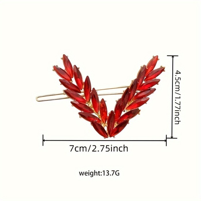 Elegant V-Shaped Crystal Hair Clip - Sparkling Rhinestone Alloy Barrette for Women and Girls, Fashionable Hair Accessory