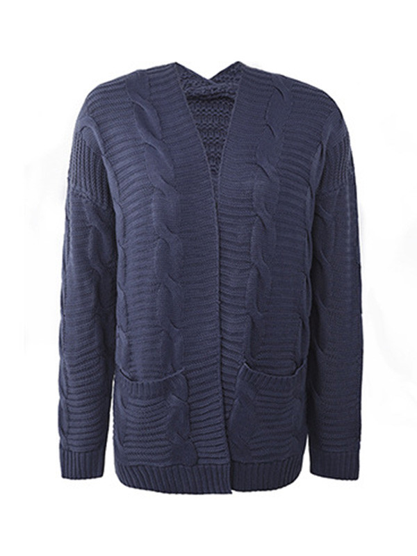 10 Colors Vintage Loose Jacquard Solid Color Cardigan