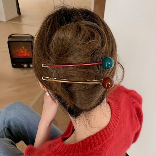 2024 Super Hot Candy Color Plate Hairpin One Word Frog Buckle Can Not Fall Off The Ball Cute Hairpin Clip